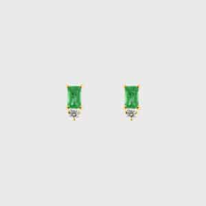 Brincos Stellinha Emerald - joia em ouro amarelo e gemas naturais - esmeraldas