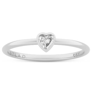 Anel de noivado Singular S. em ouro branco 18k e diamante natural de 9 pontos lapidação heart