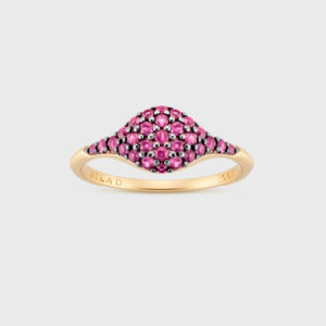 Anel Singular S. Pinky em ouro amarelo, ródio negro e rubis